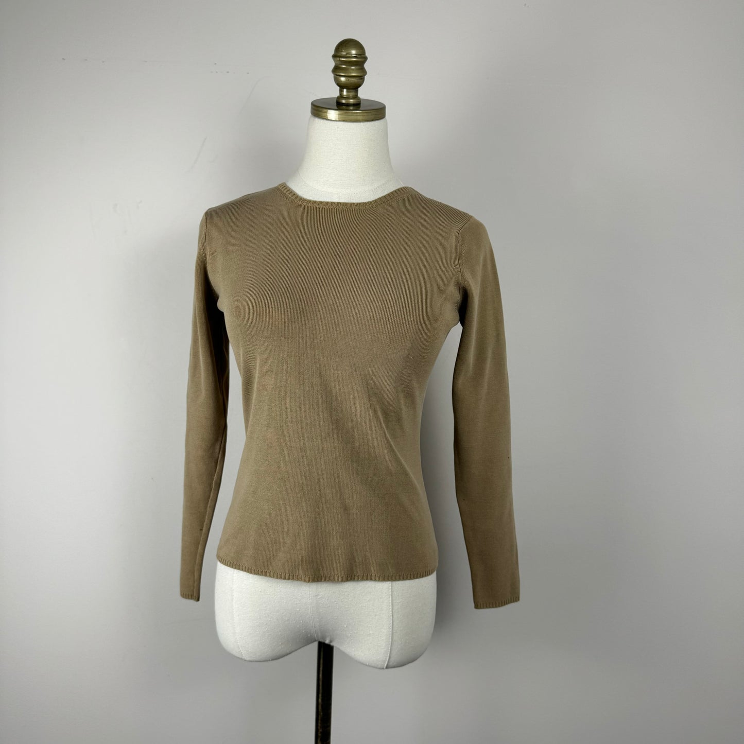 Vintage Neutral Ribbed Fitted Sweater