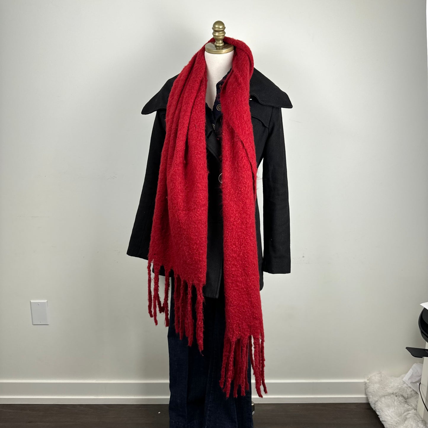 Chunky Red Knit Scarf