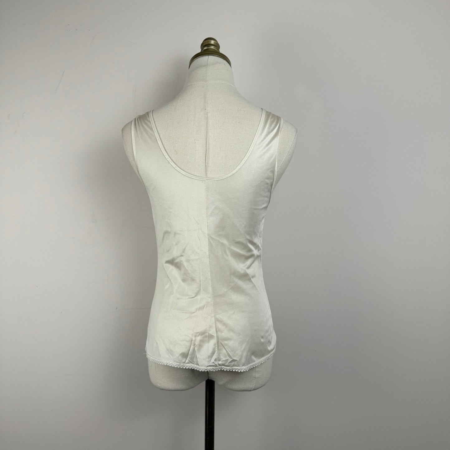 Vintage Cream Lace Trim Satin Top