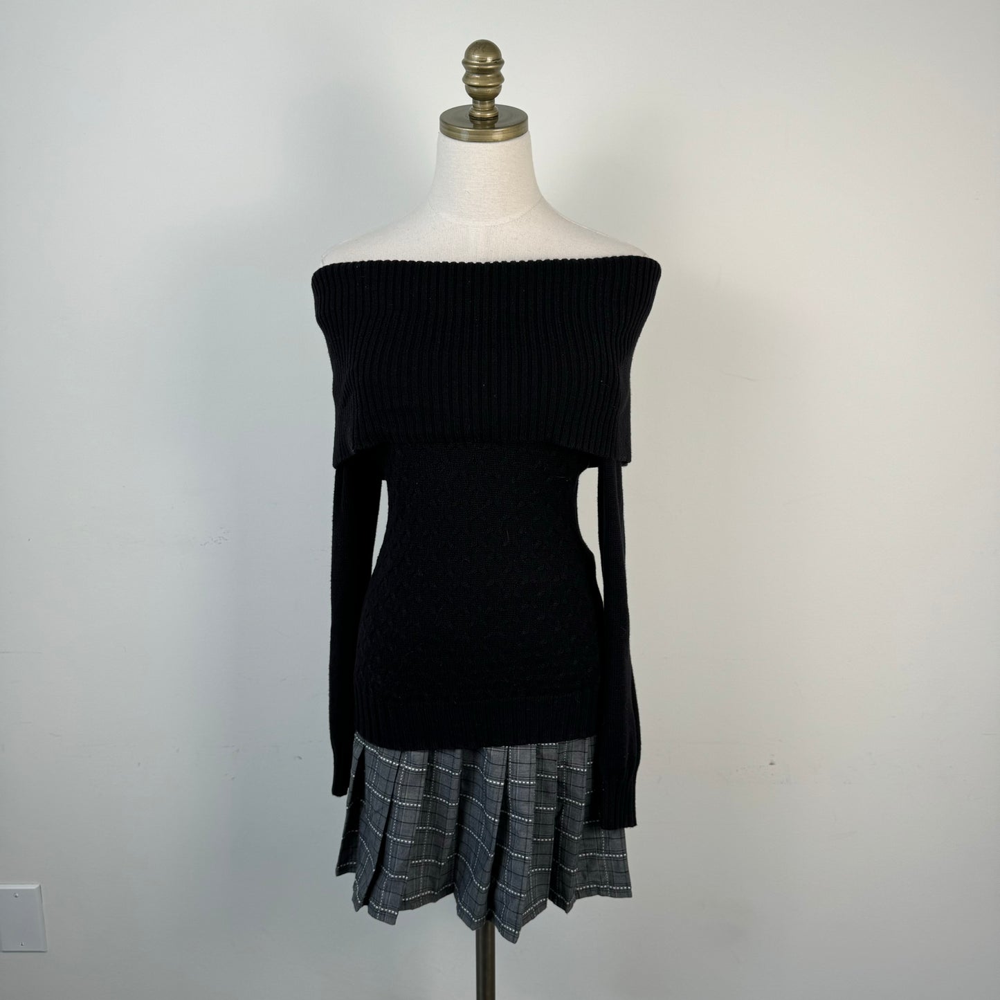 Guess Black Knit Off Shoulder Sweater