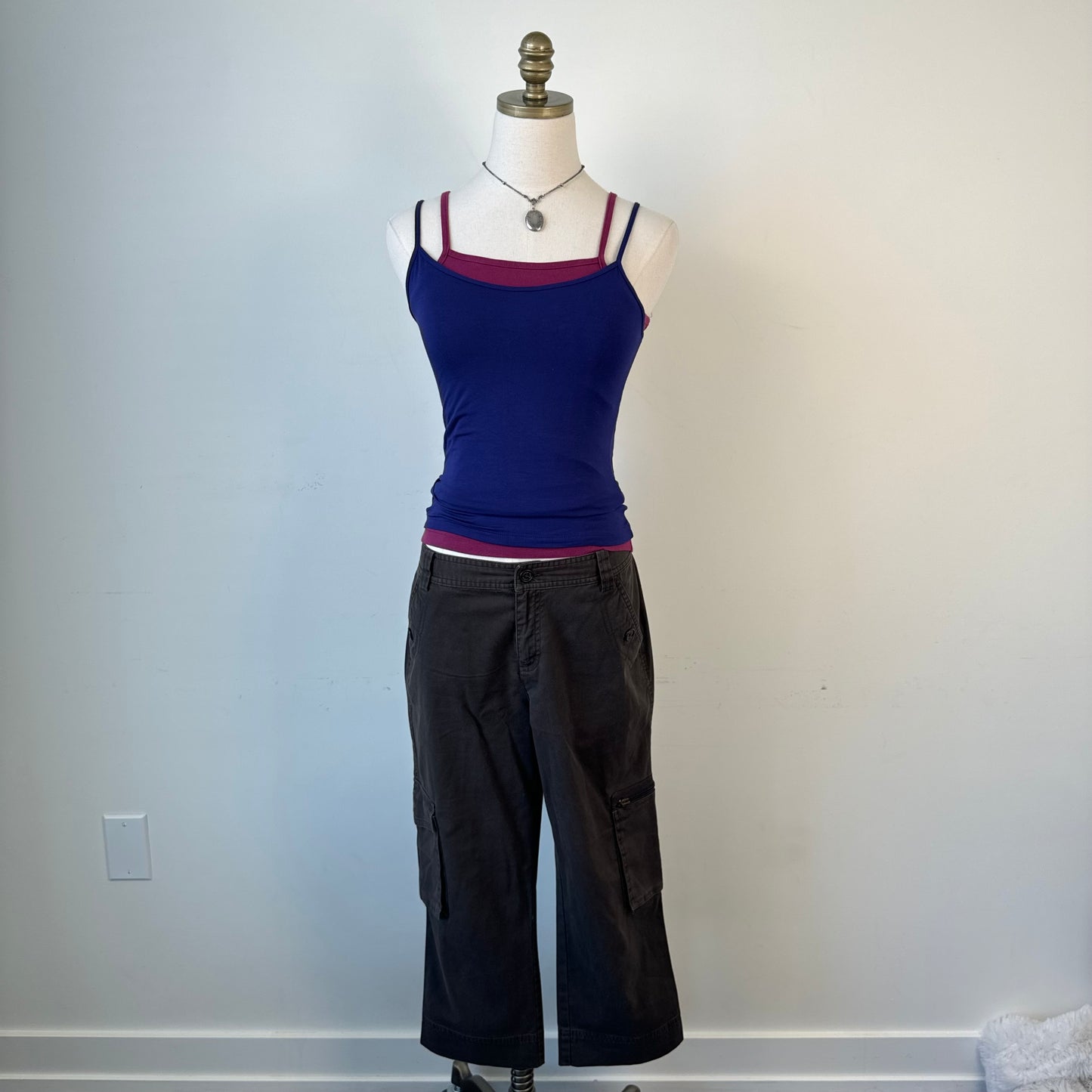 Le Chateau Dark Purple Fitted Slinky Tank Top
