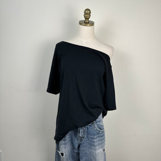 Black Off Shoulder Oversized Top