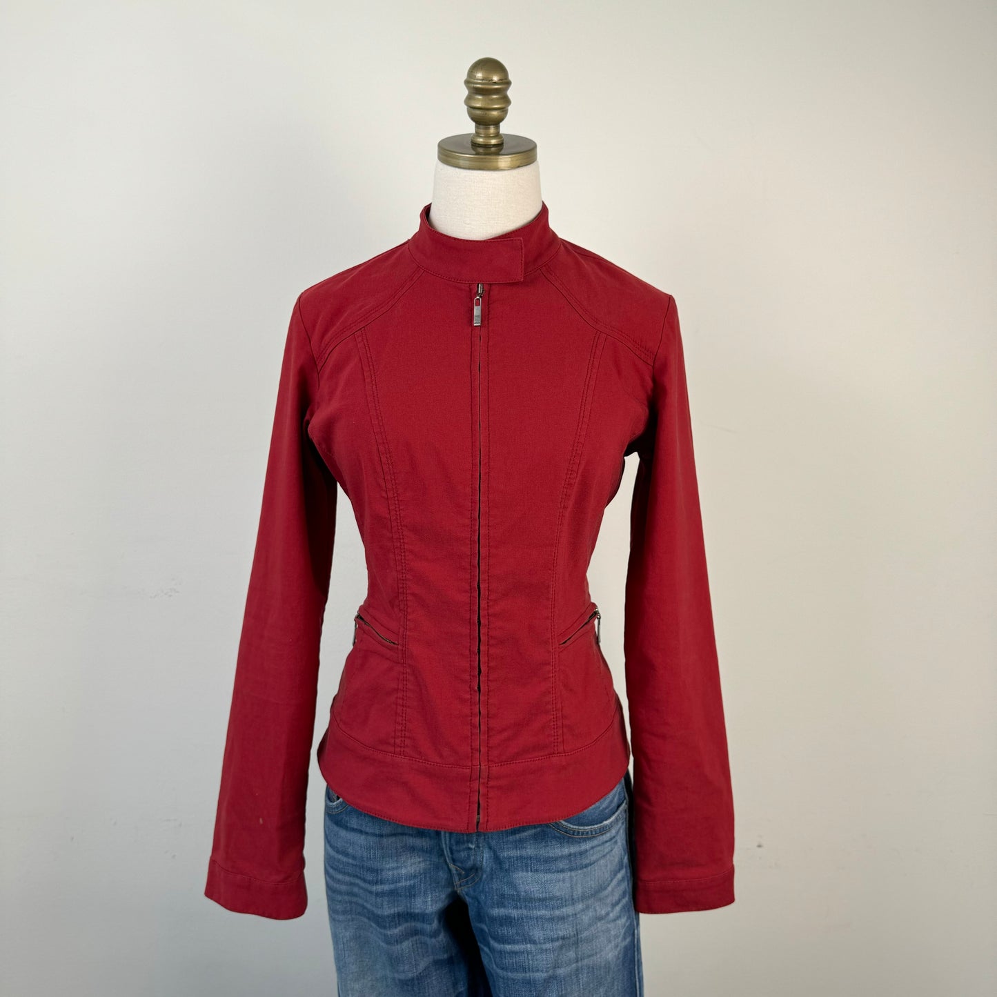 Red Fitted Moto Jacket
