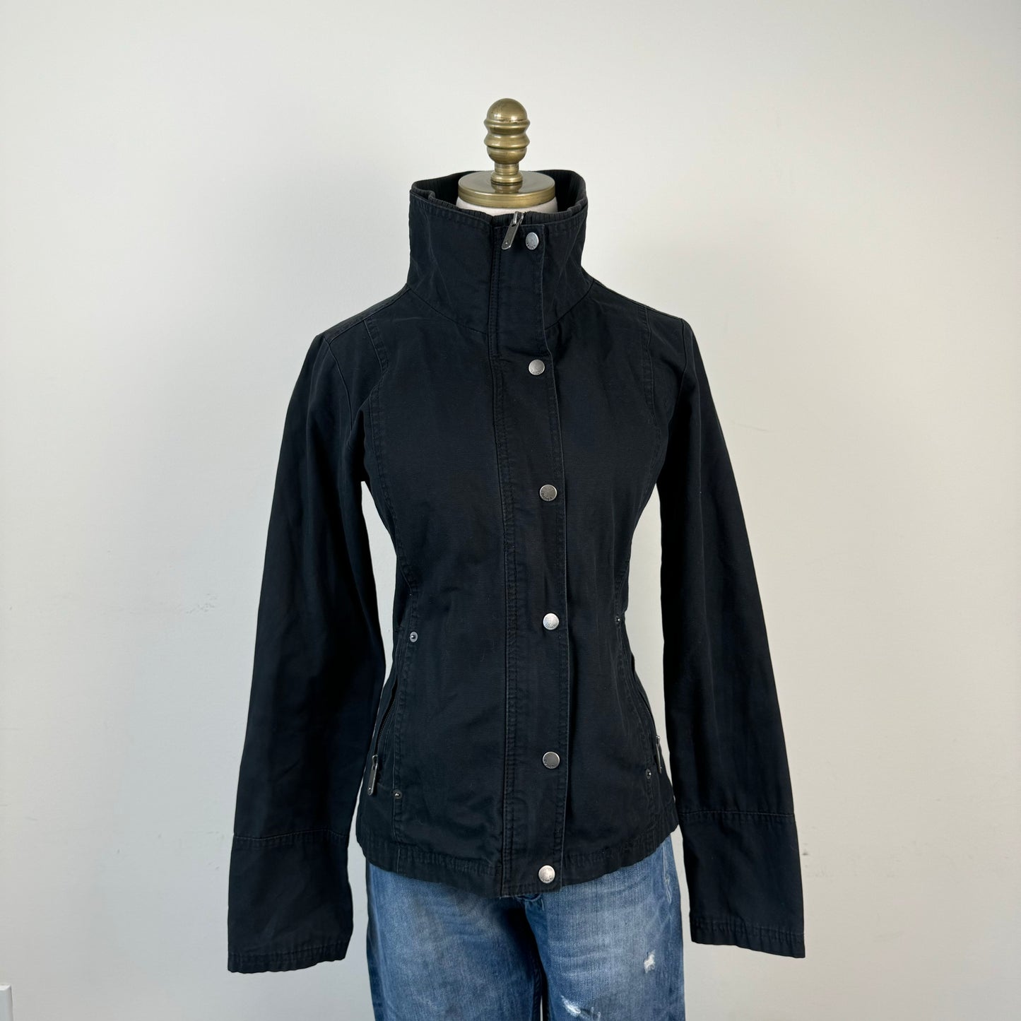 Black Fitted Zip Up Jacket