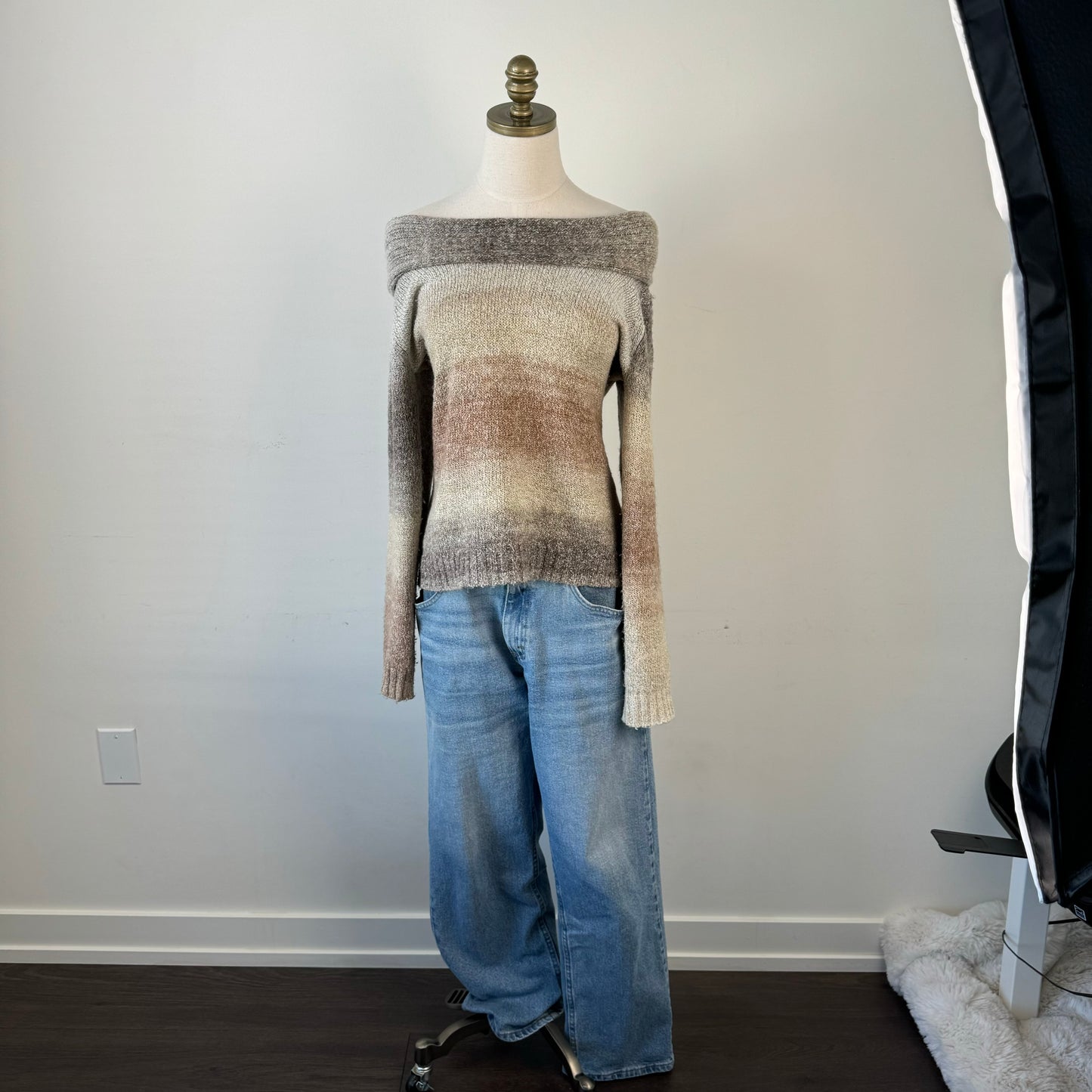 Gradient Off Shoulder Knit Sweater