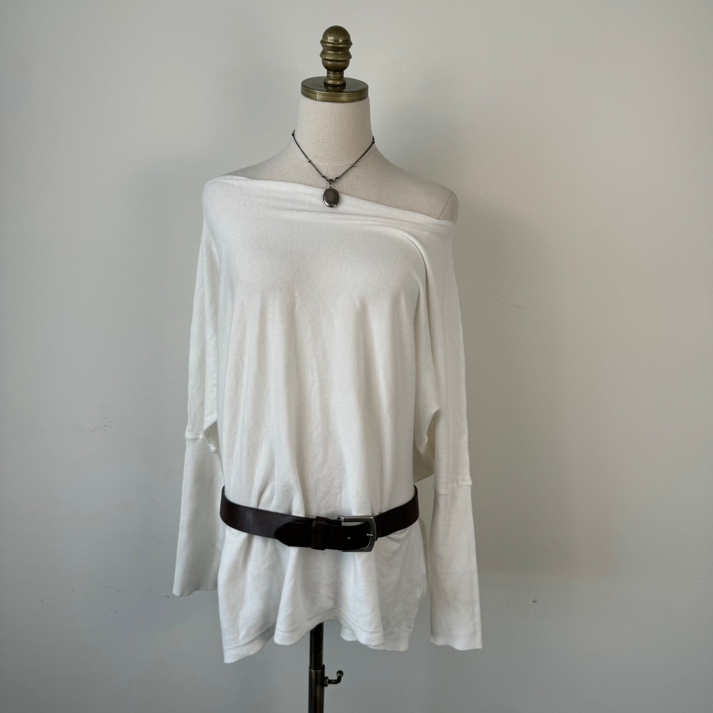 Oversized Off Shoulder White Knit Sweater