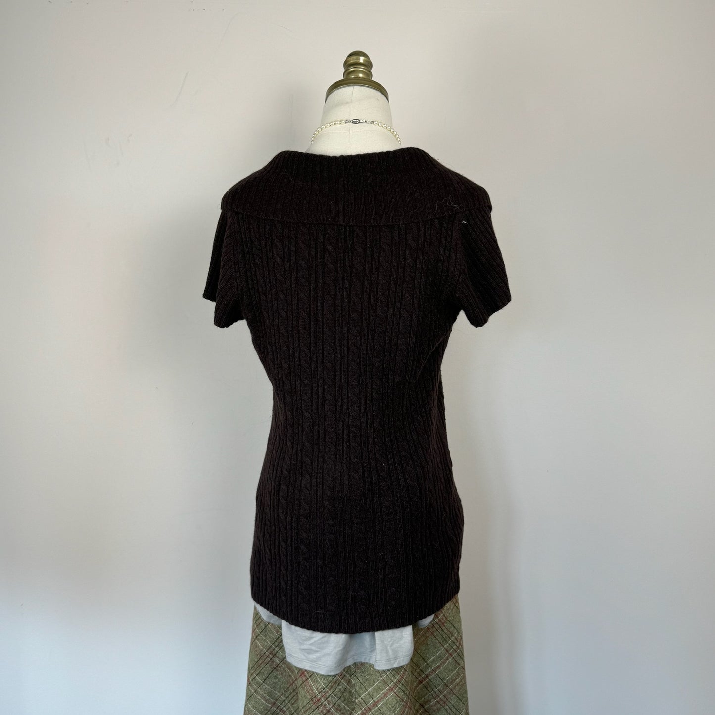Brown Knit Open Front Top