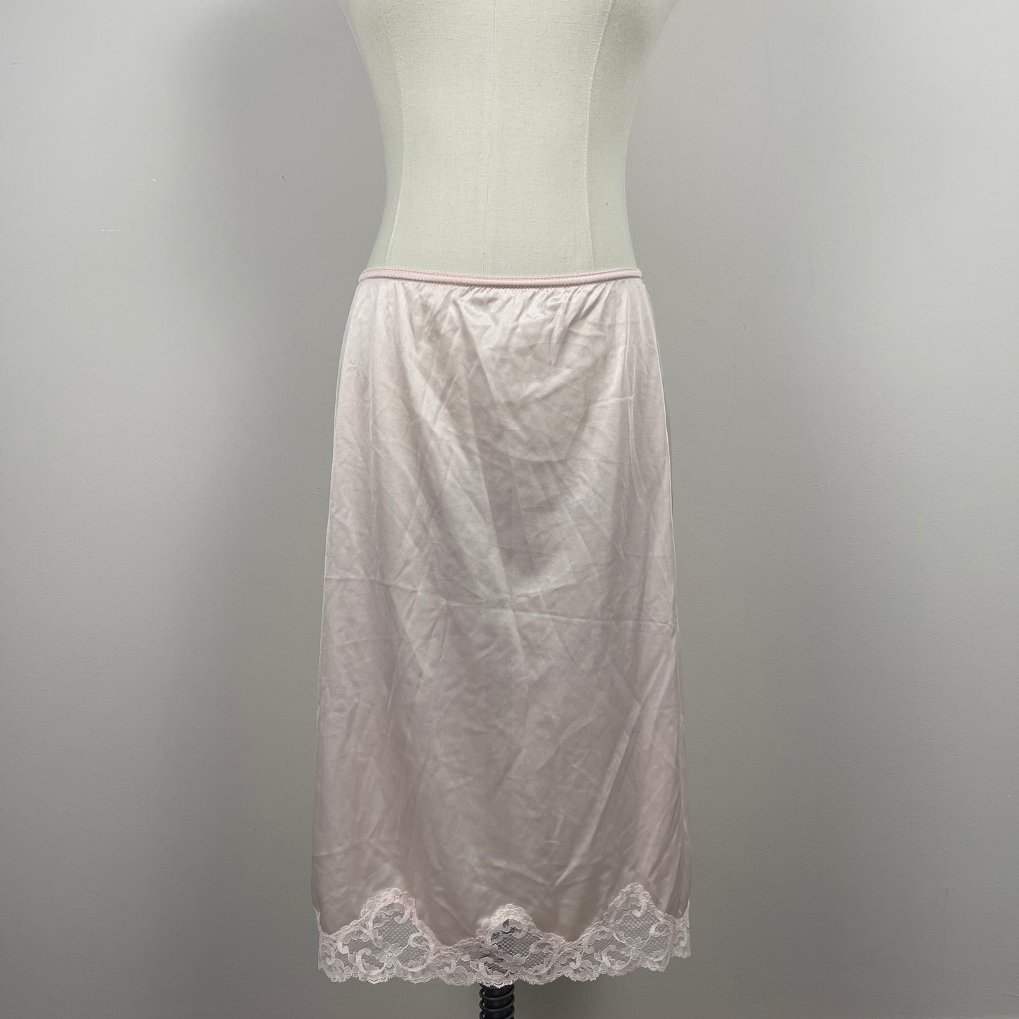 Vintage Baby Pink Lace Trim Slip Skirt