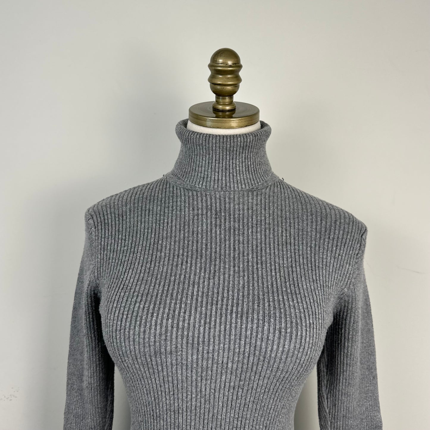 Grey Fitted Turtleneck Sweater
