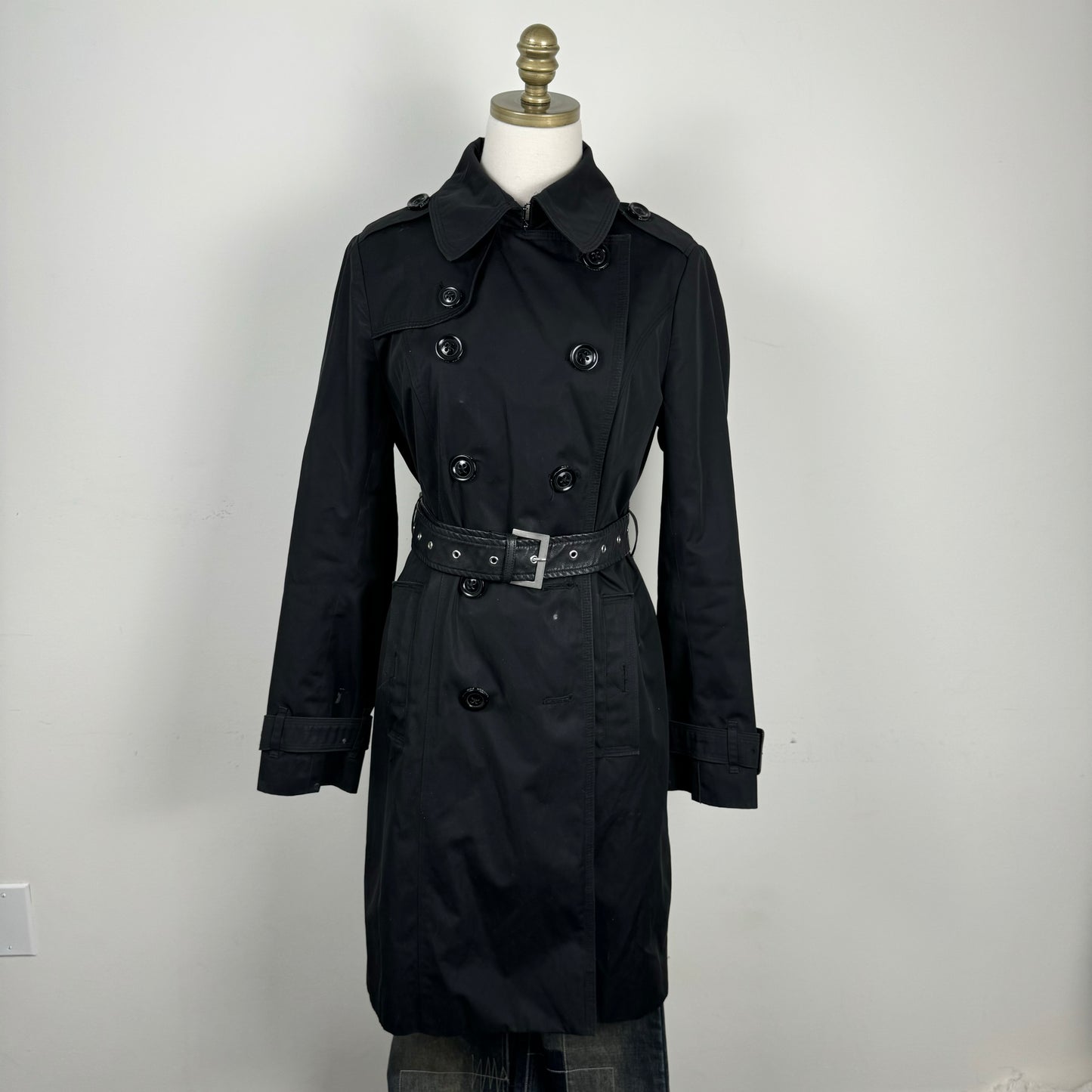 London Fog Black Double Breasted Trench Coat