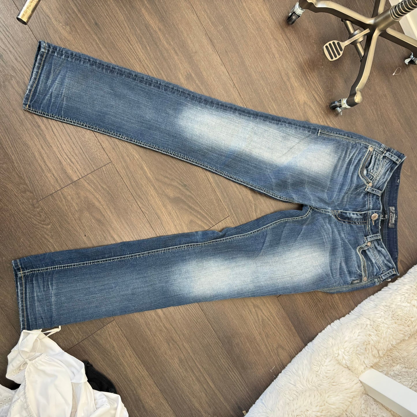Silver Y2K Low Rise Slim Cut Jeans