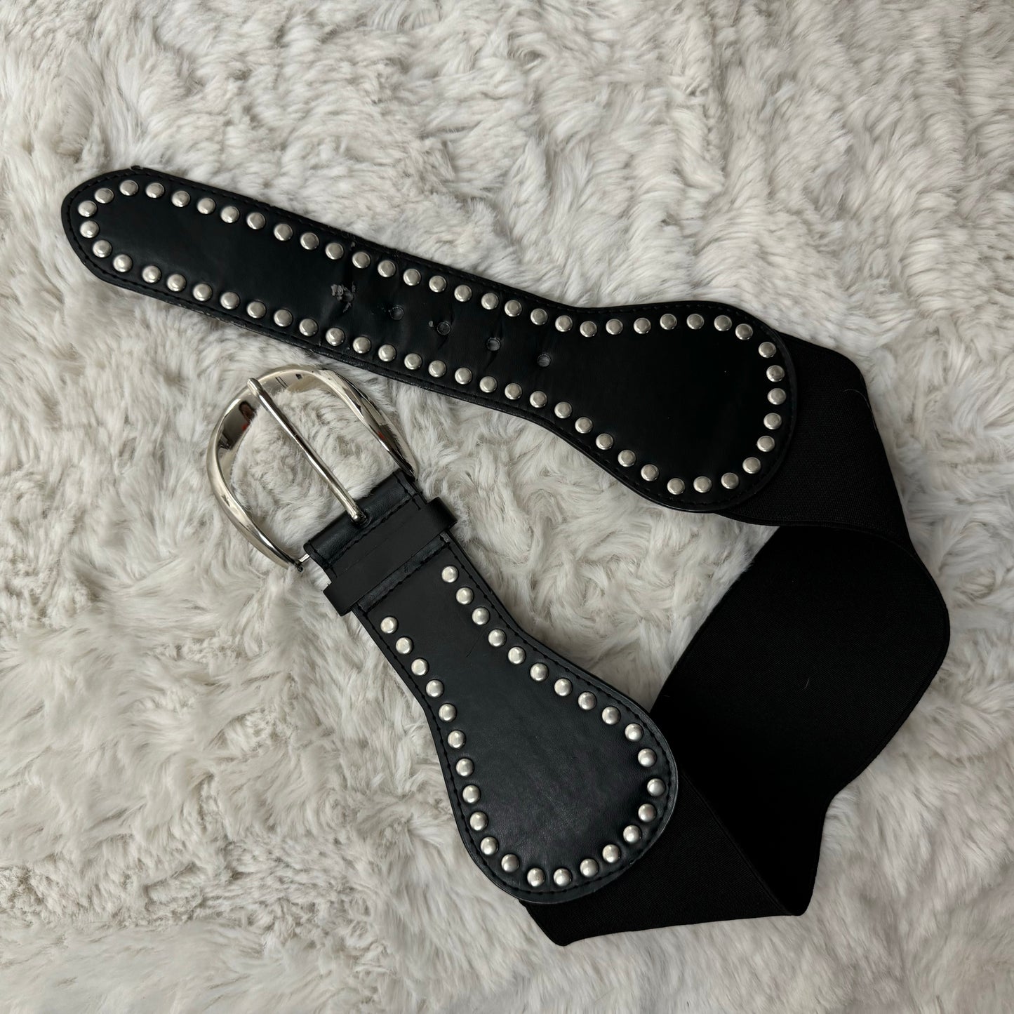 Black Silver Studded Western Belt