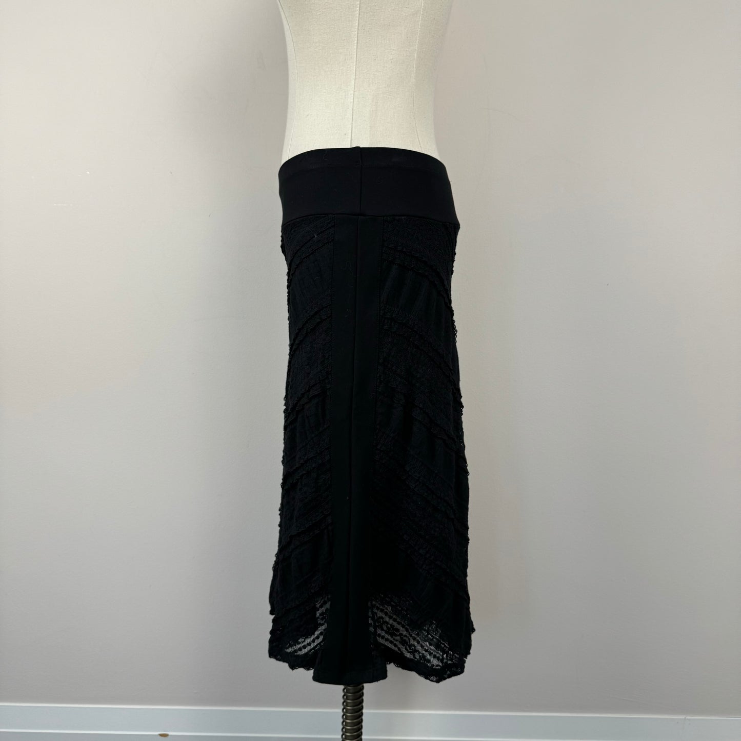 Vintage Black Lace Midi Skirt