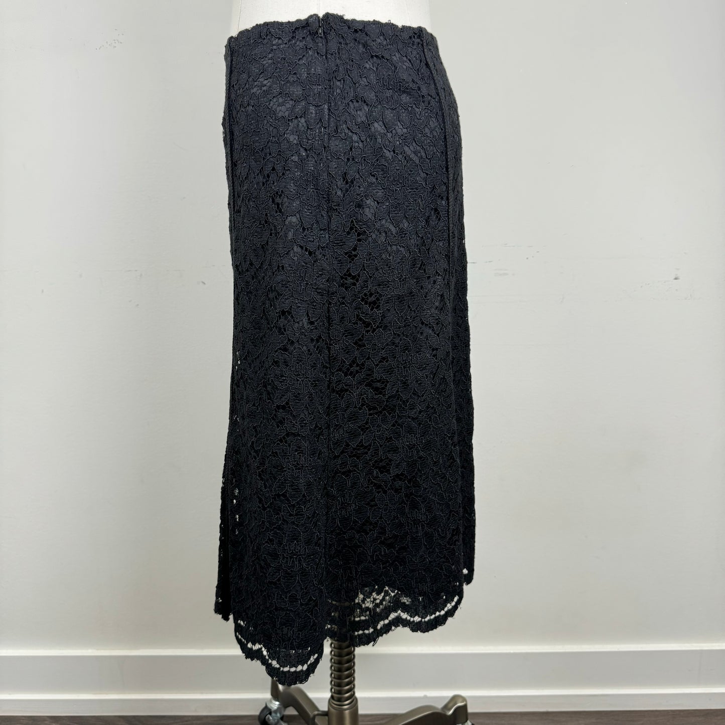 Vintage Black Lace Midi Skirt
