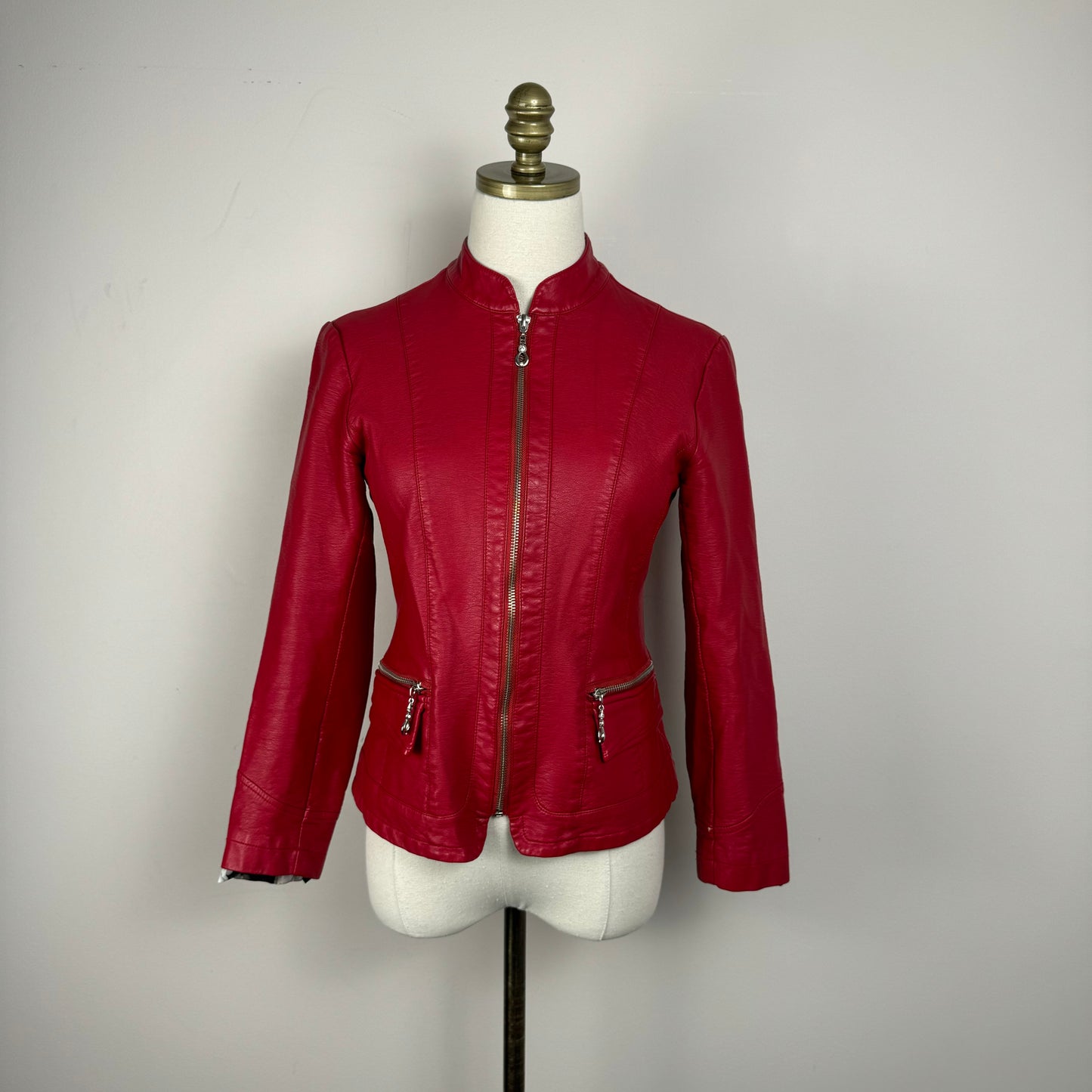 Vintage Red Moto Leather Jacket