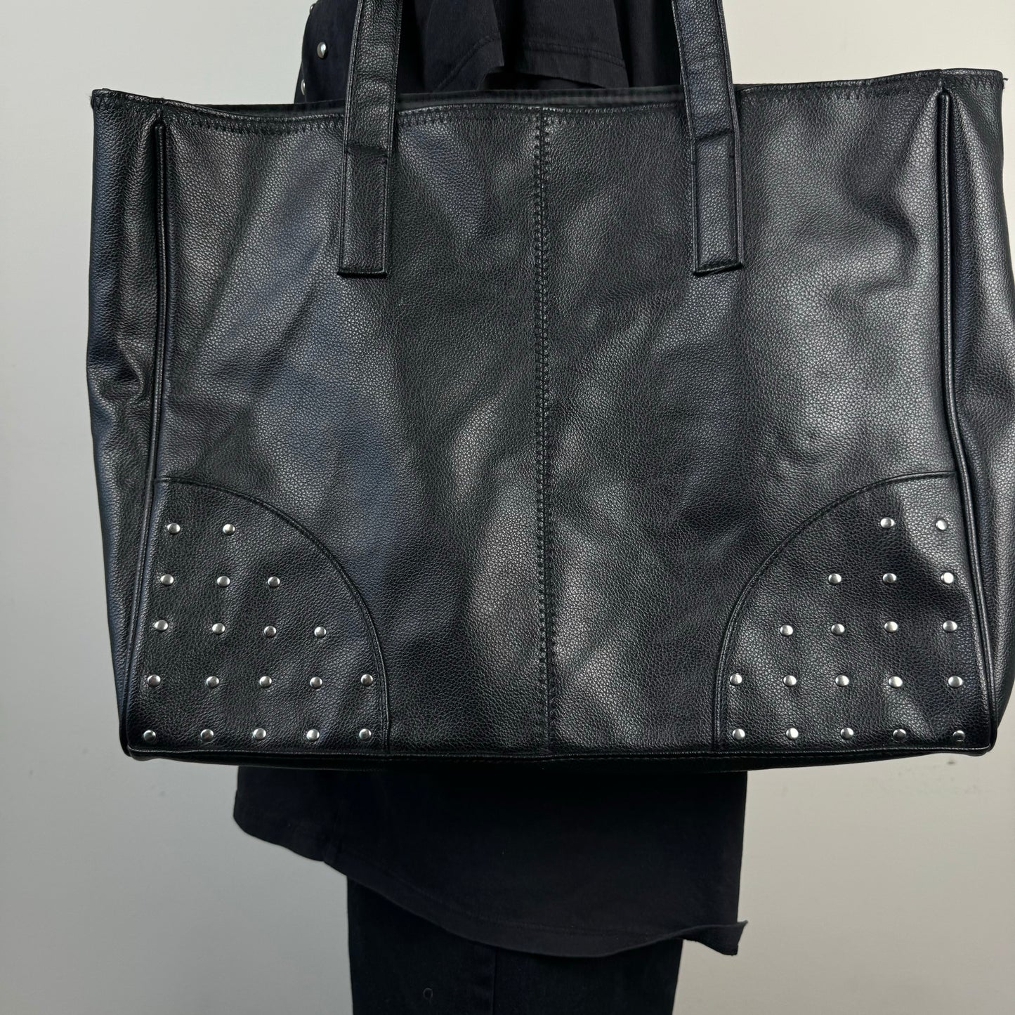 Oversized Black Studded Leather Bag