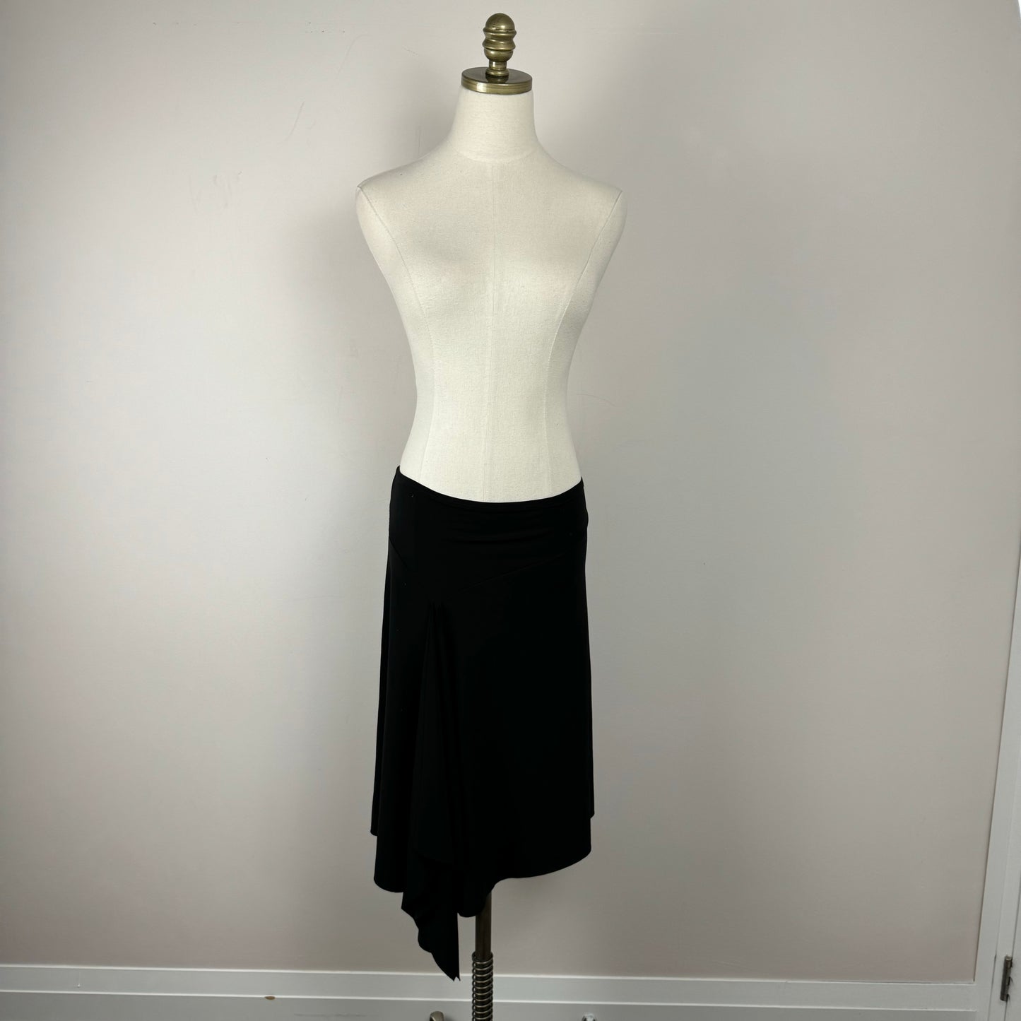 Vintage Black Pixie Asymmetric Midi Skirt