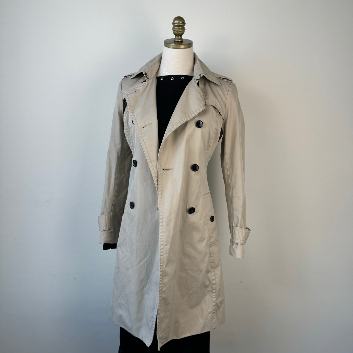 Beige Button Up Trench Coat