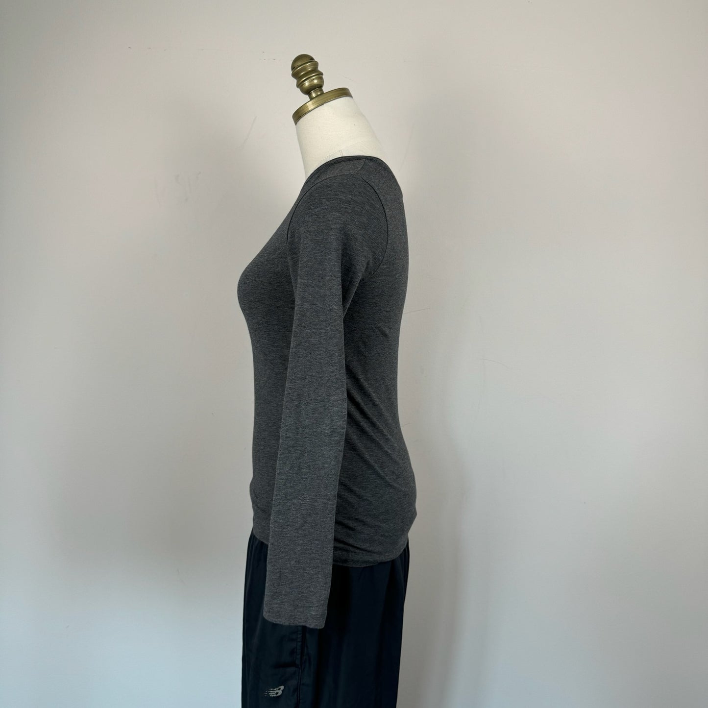 Dark Grey Fitted Long Sleeve Top