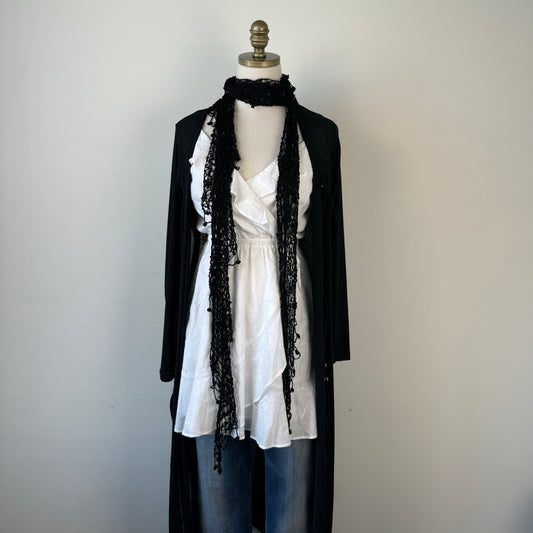 Black Knit Skinny Scarf