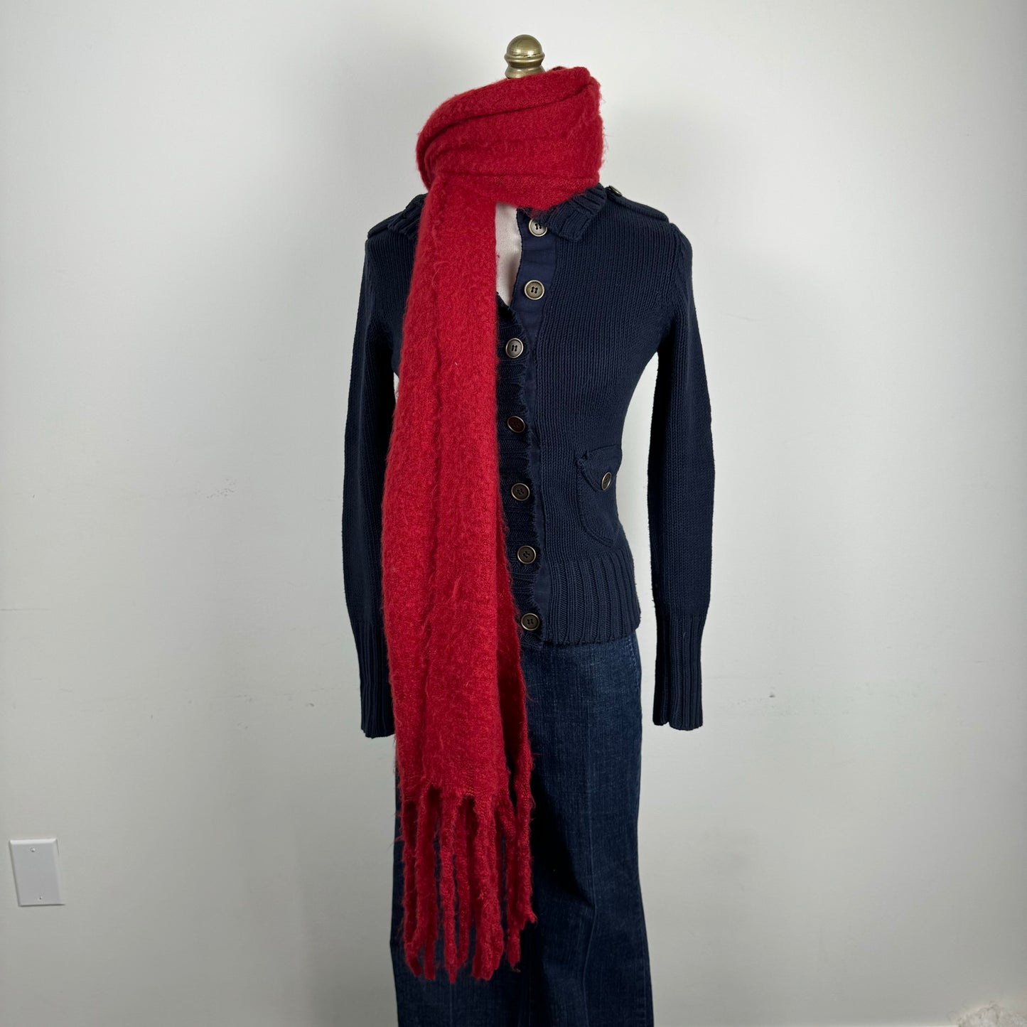 Chunky Red Knit Scarf