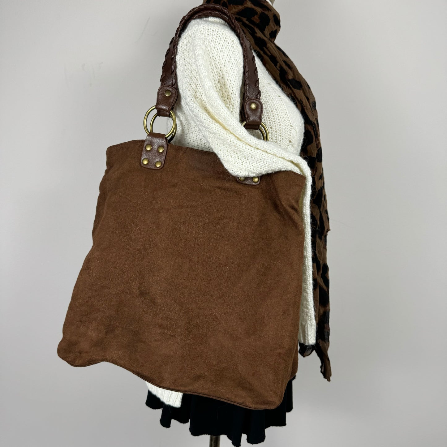 Brown Suede Tote Bag