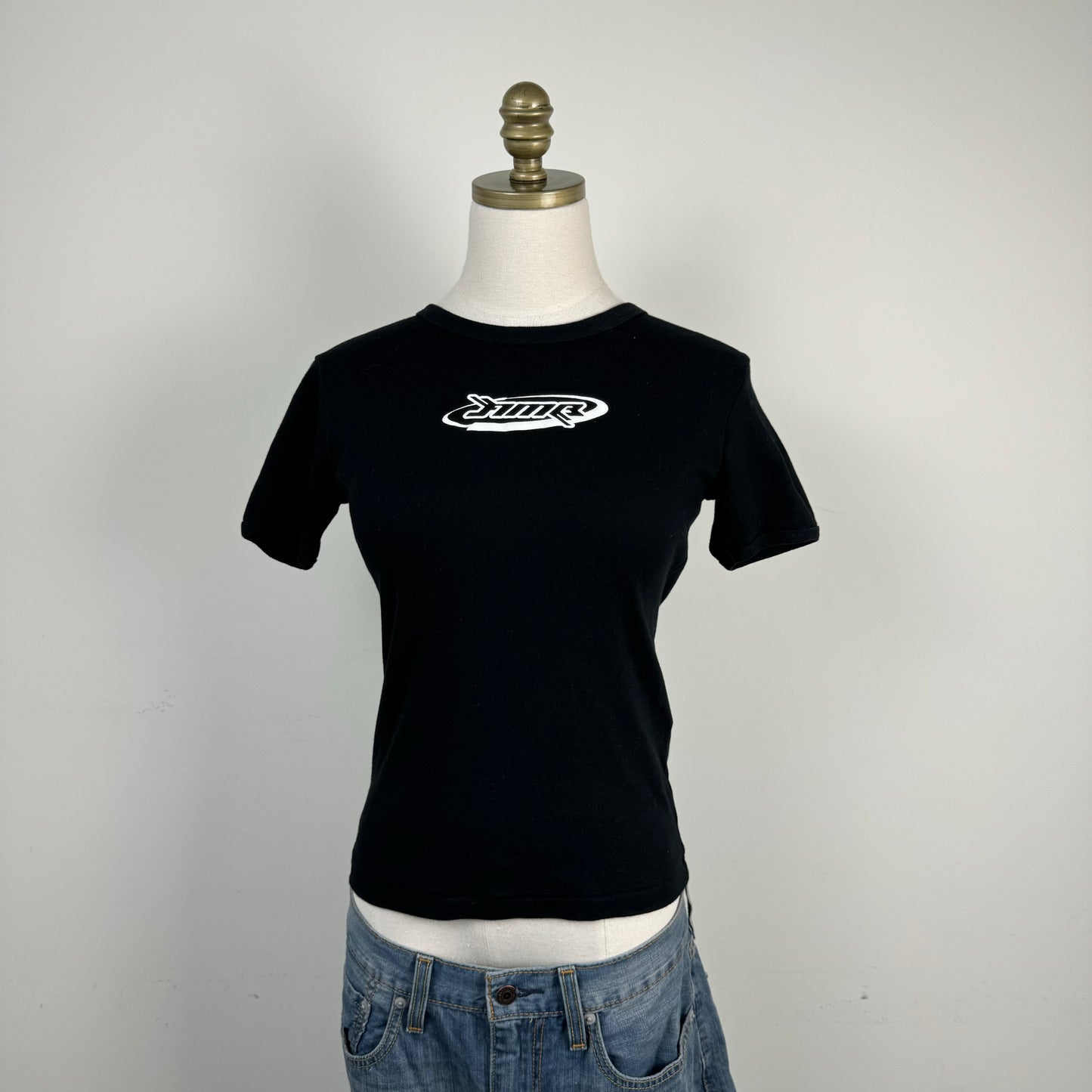 Black Graphic Fitted Baby Tee