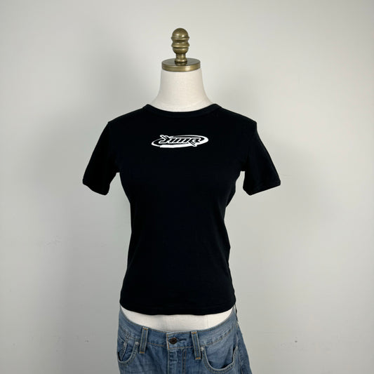 Black Graphic Fitted Baby Tee