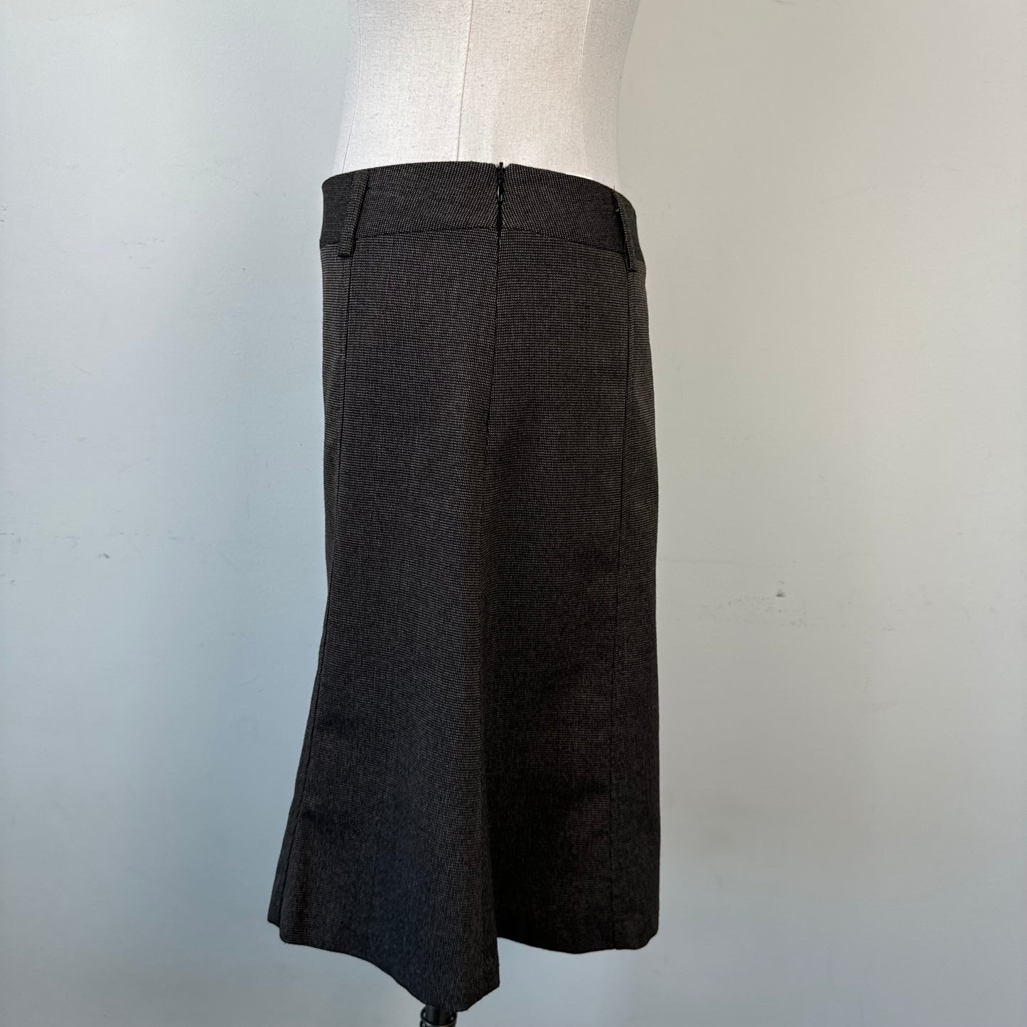 Light Brown Flared Hem Midi Skirt