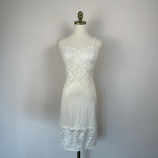 Vanity Fair Cream Lace Satin Slip Dress