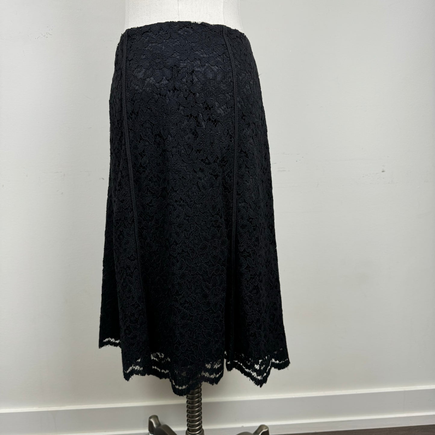 Vintage Black Lace Midi Skirt