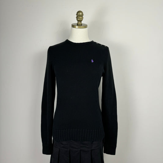 Vintage Black Polo Knit Sweater