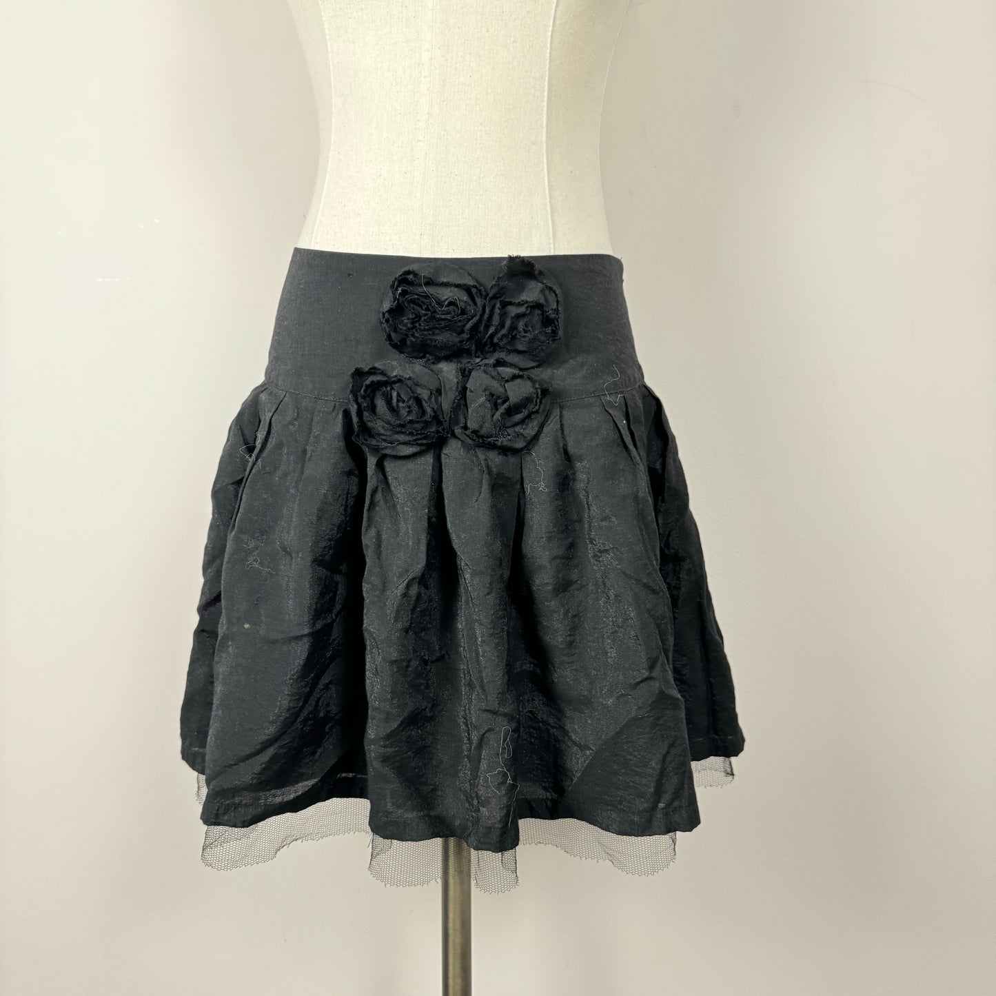 Black Bubble Hem Mini Skirt