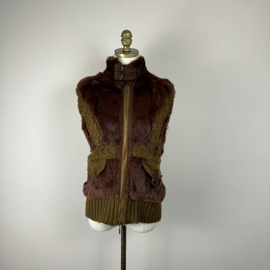 Vintage Fur Suede Knit Vest