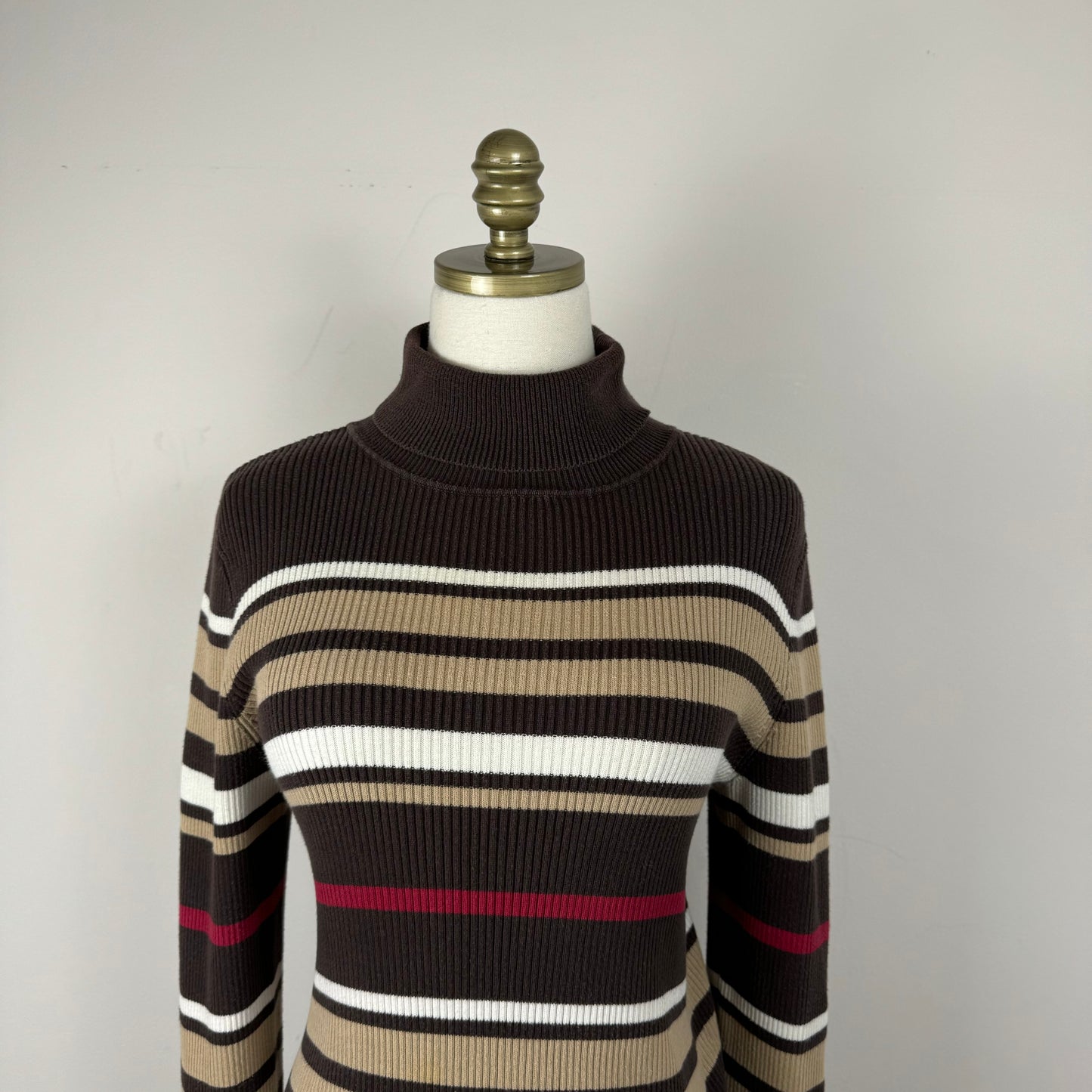 Vintage Striped Knit Turtleneck Sweater