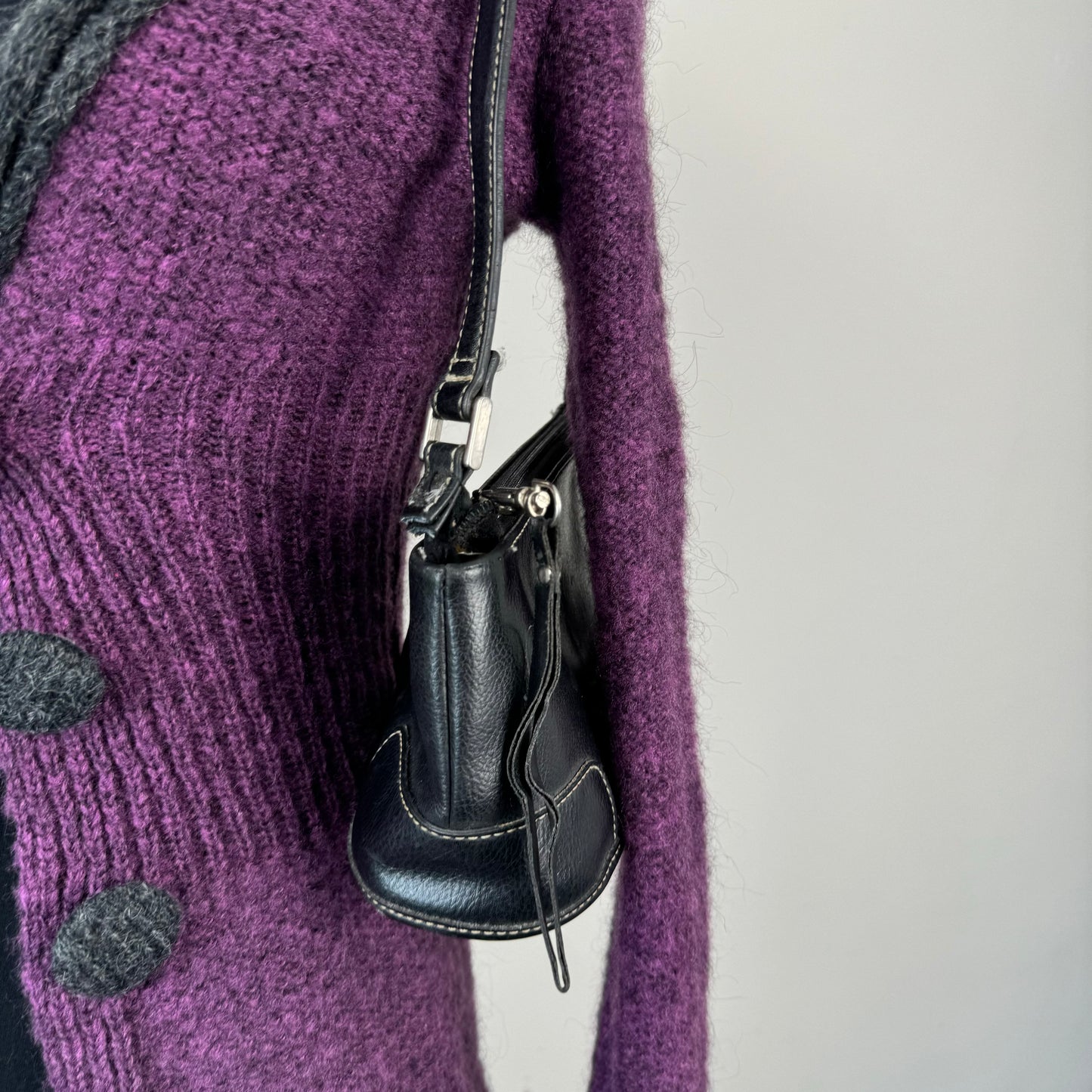 Vintage Black Leather Mini Shoulder Bag