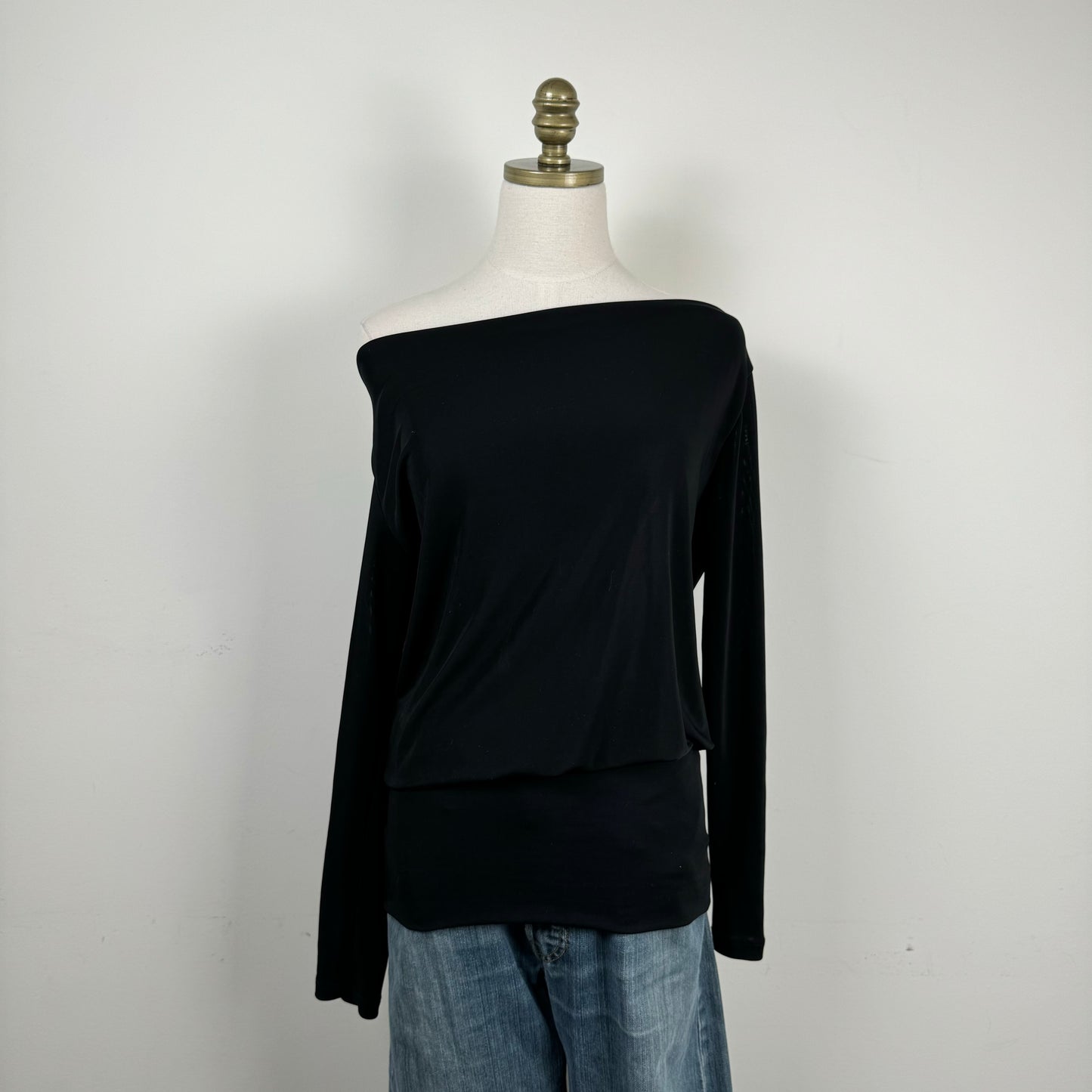 Off Shoulder Black Draped Top