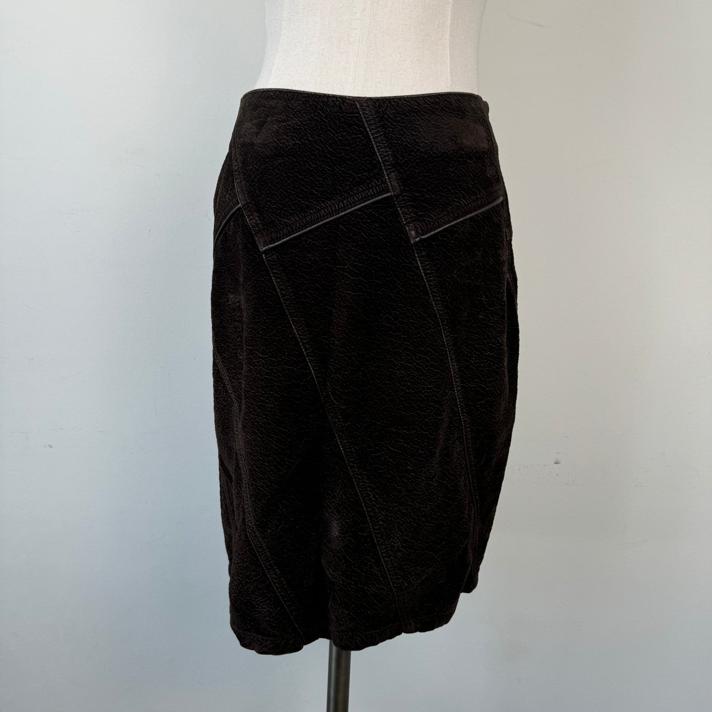 Vintage Brown Suede Midi Skirt