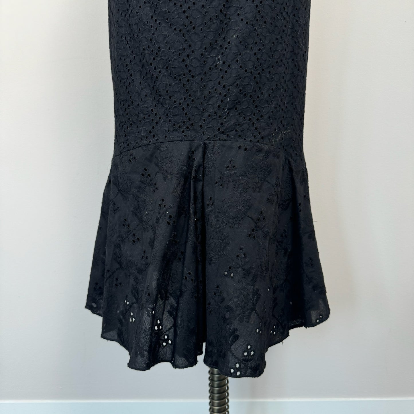 Vintage Black Linen Midi Skirt