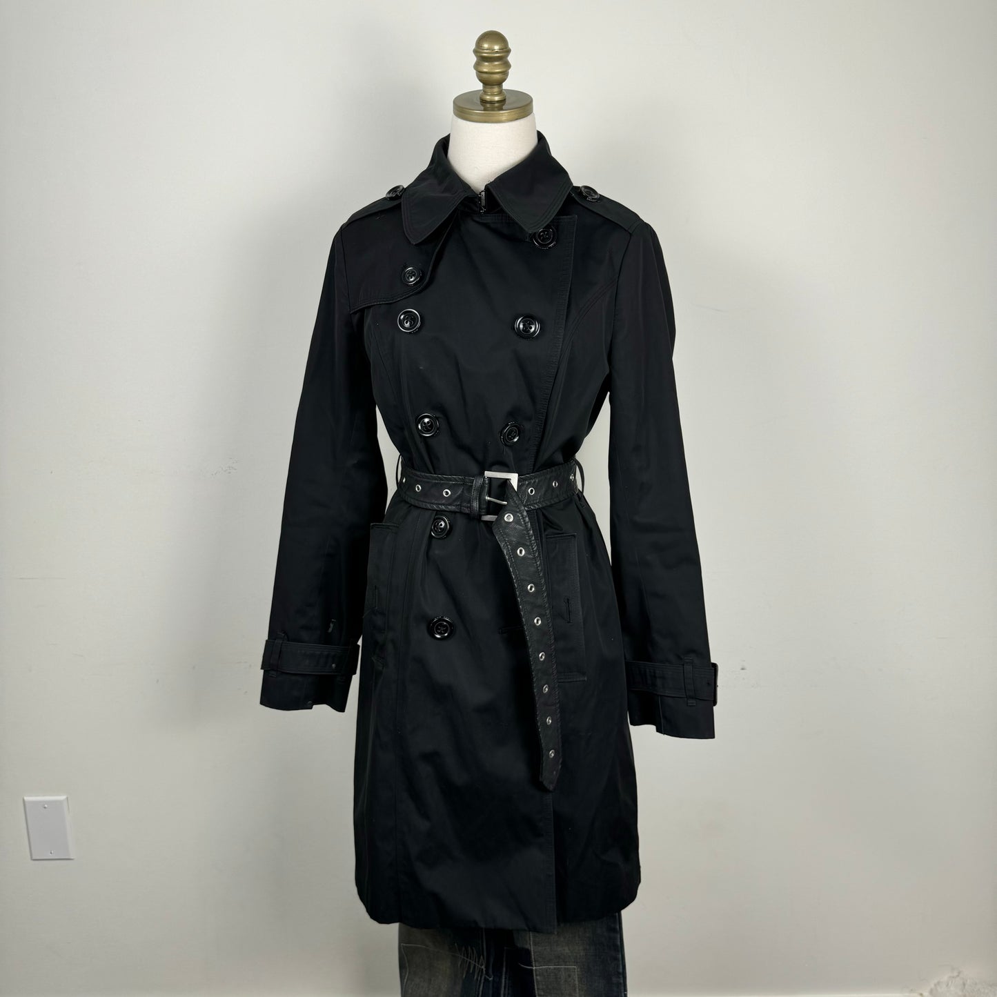 London Fog Black Double Breasted Trench Coat