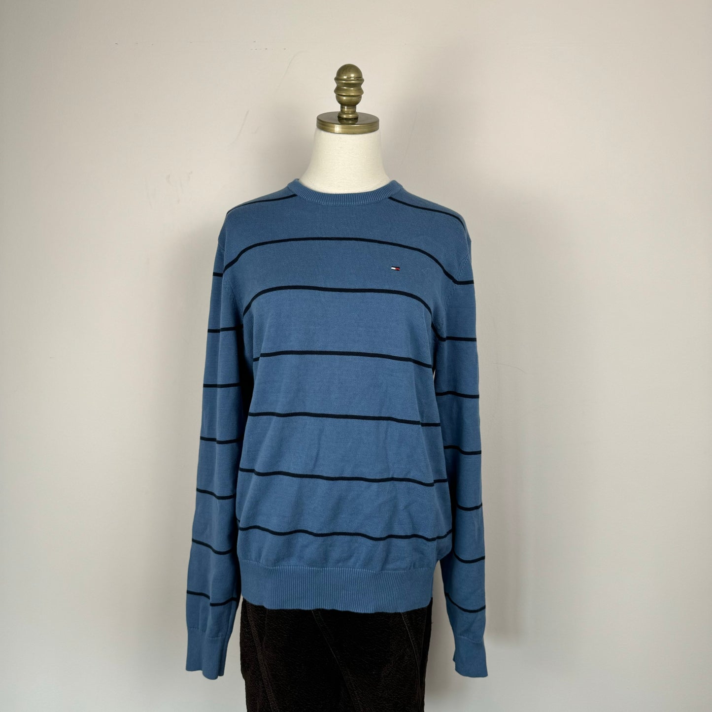 Tommy Blue Striped Crewneck Sweater