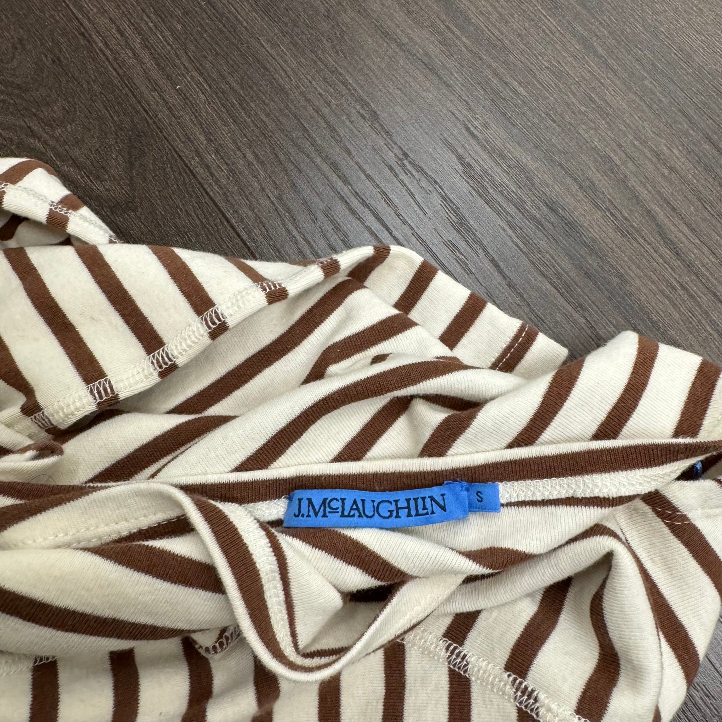 Cream Striped Boat Neck Long Sleeve Top