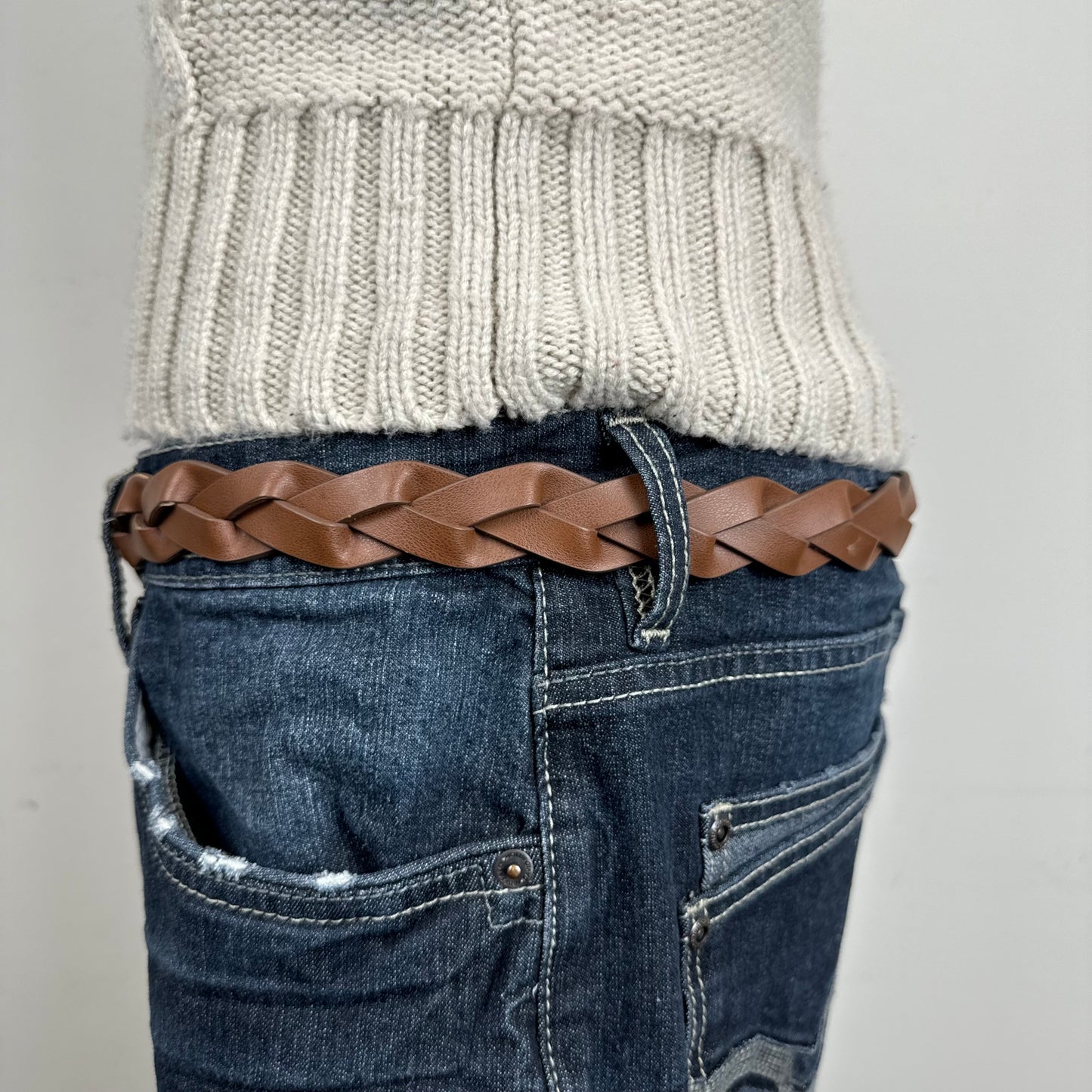 Brown Braided Leather Gold Buckle Belt – Transcend Vintage