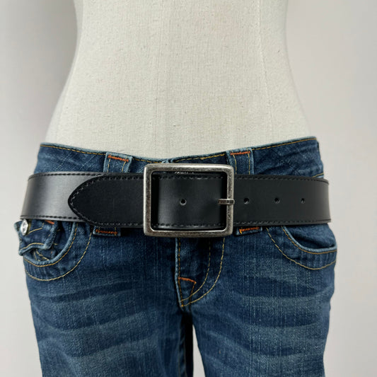 Reversible Brown & Black Silver Buckle Leather Belt