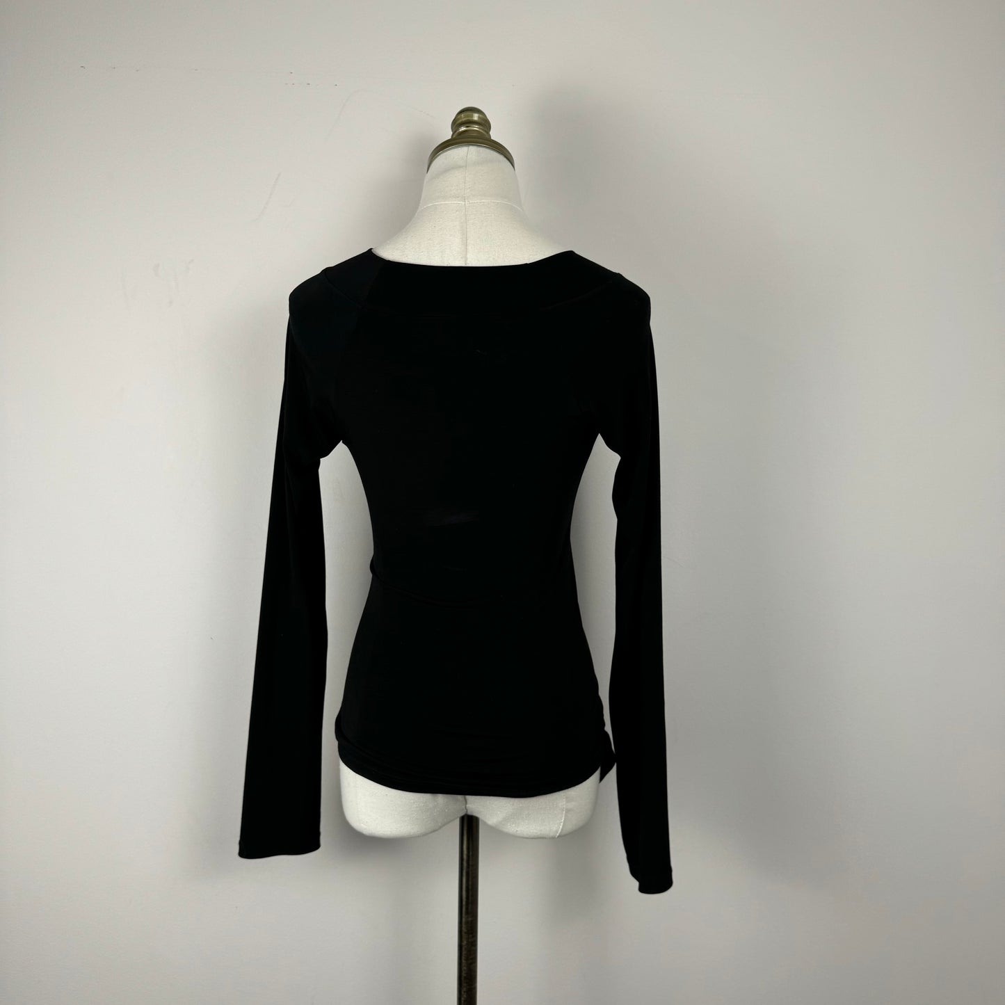 90s Black Fitted Wrap Top