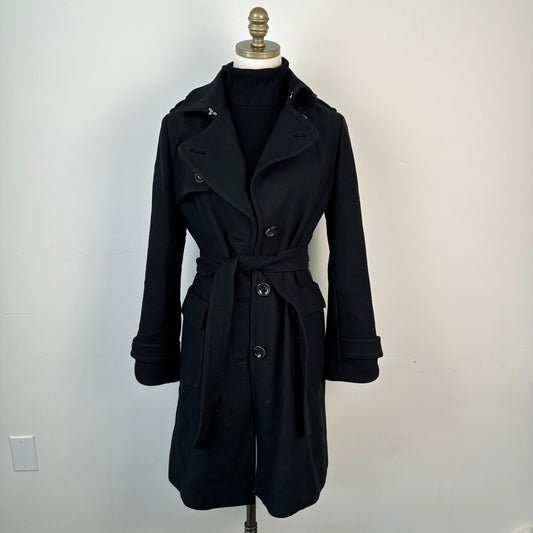 Black Wool Blend Trench Coat