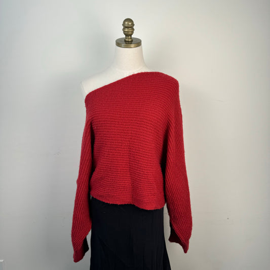 Free People Red Off Shoulder Sweater