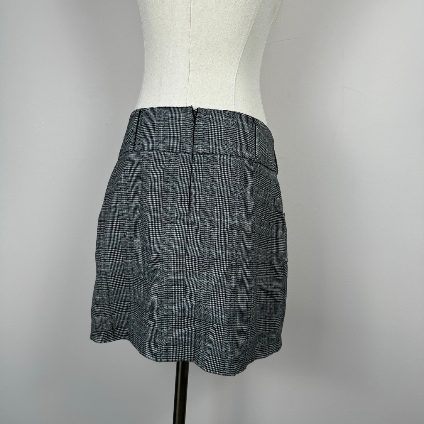 Grey Plaid Mini Skirt