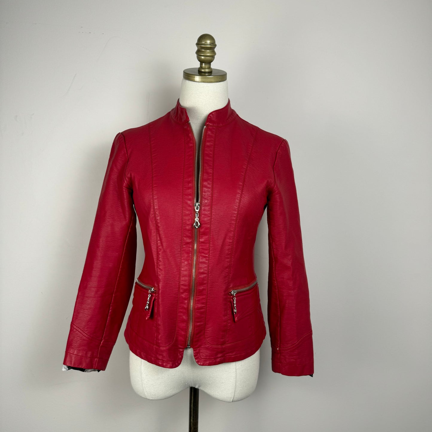 Vintage Red Moto Leather Jacket