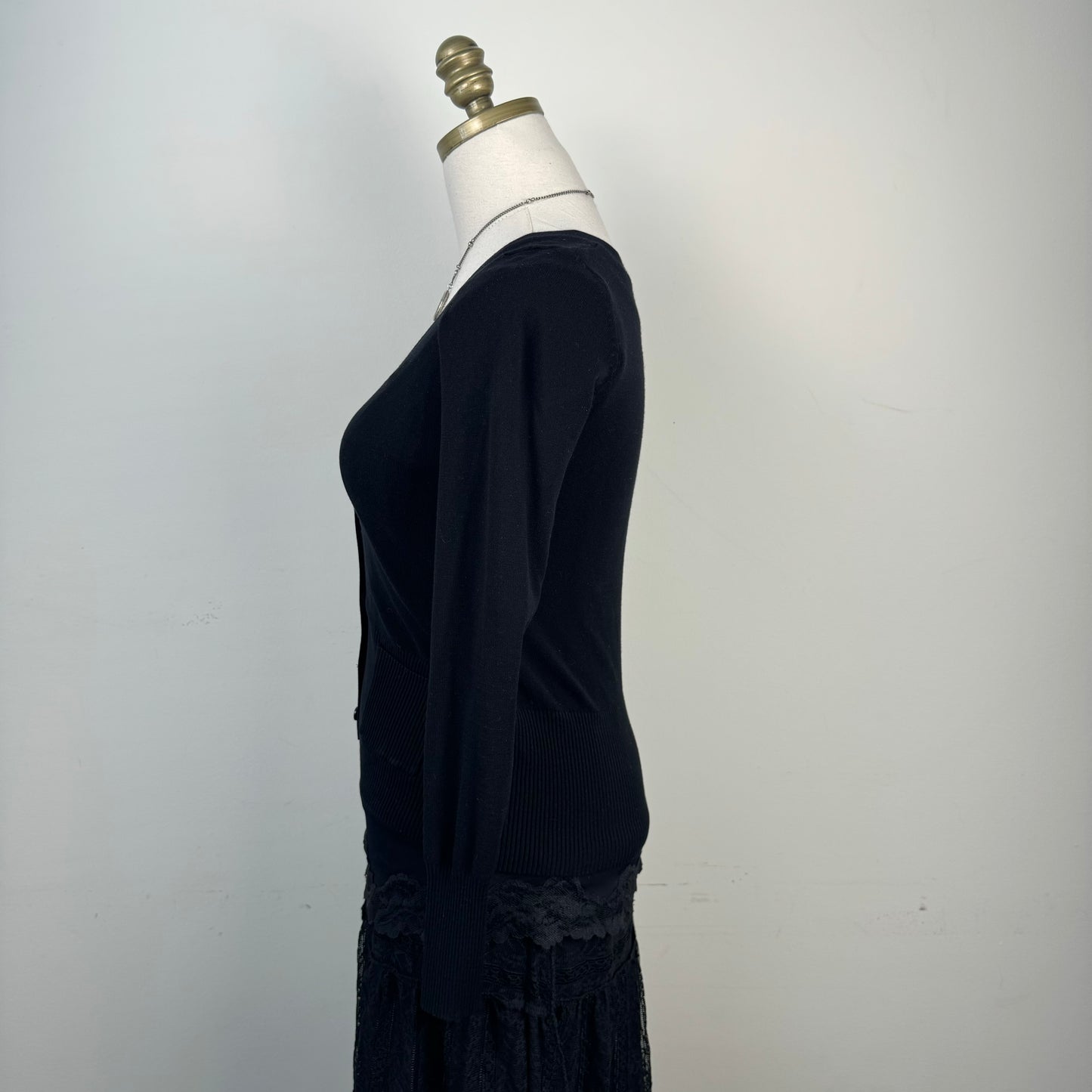 Vintage Fitted Black Button Up Cardigan